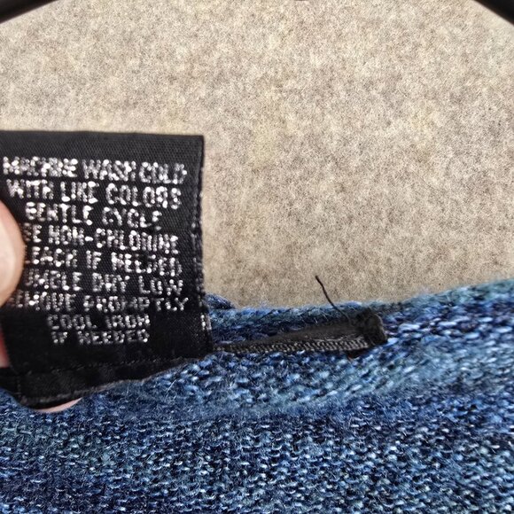 Blue Hooded Open Front Cardigan With Ruched Sleeves Knit Fabric Size M - Picture 4 of 6